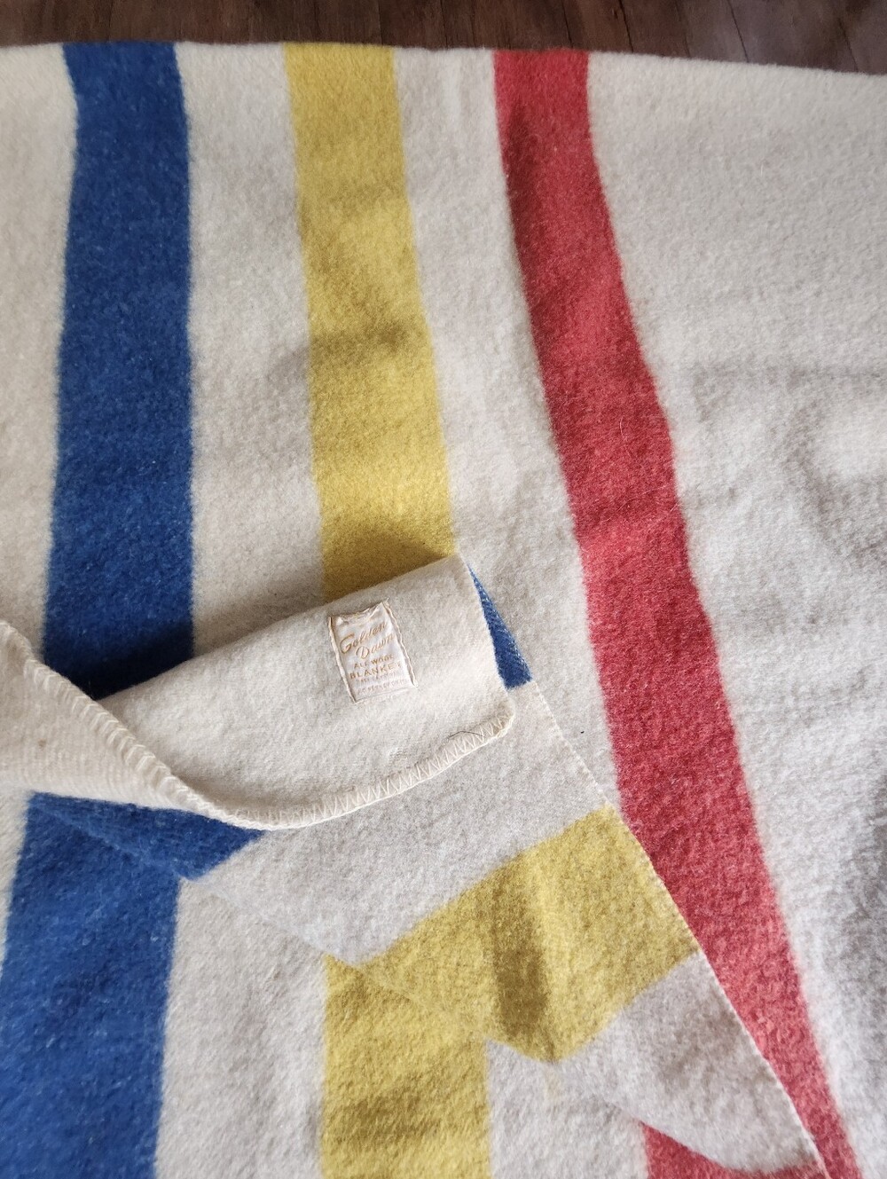 Vintage Golden Dawn Cream Multi- Color Striped Blanket